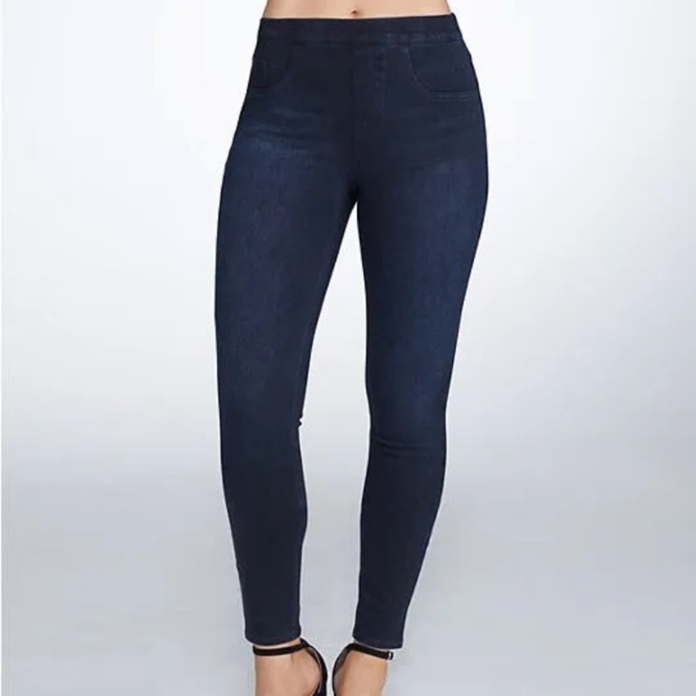 Spanx Jean ish Ankle Legging Pants Size Small Dark Wash Pull On Jegging Stretch